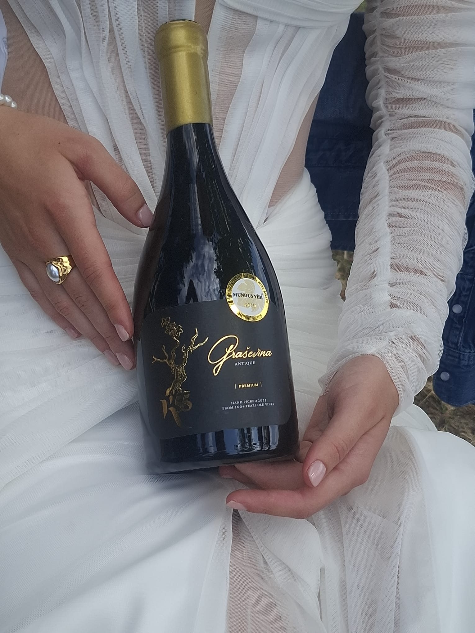 Graševina Antique Premium 100+, the flagship wine from K55's century-old vineyard.
