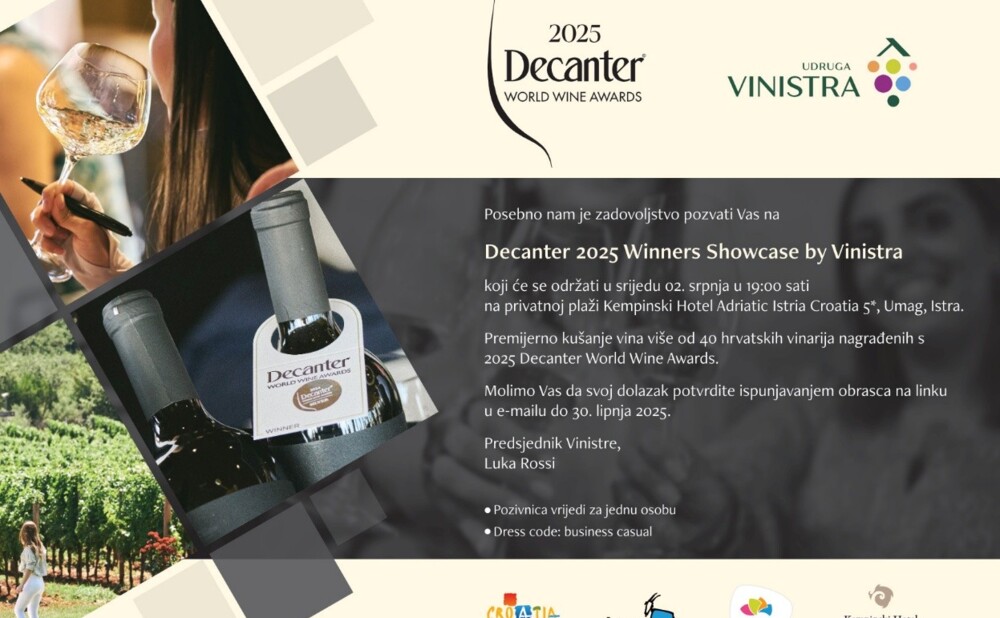 Kušanje hrvatskih vina nagrađenih na Decanter World Wine Awards 2025. u Savudriji u organizaciji Vinistre.