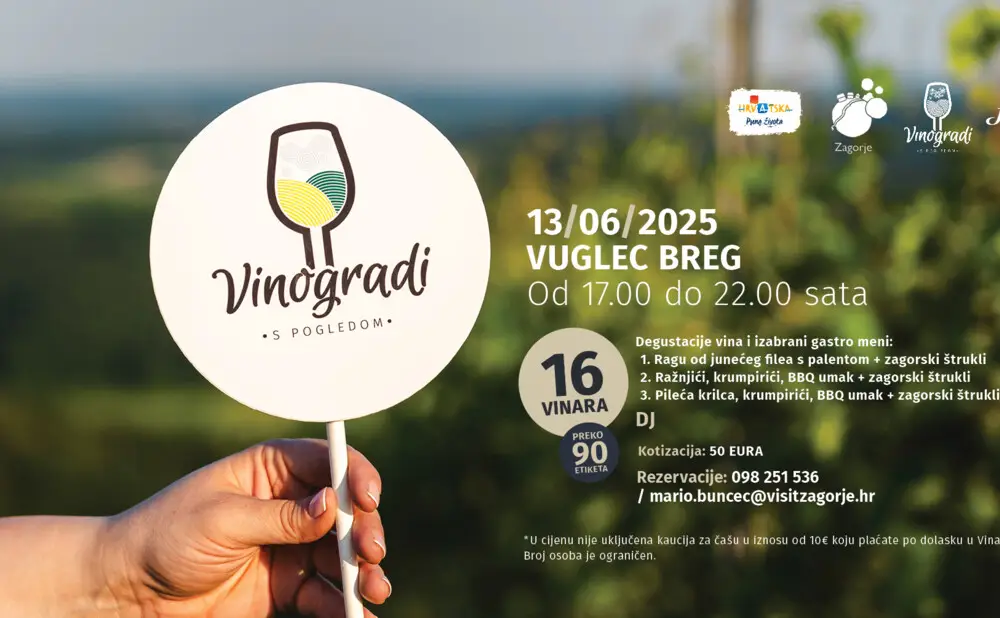 Zagorski štrukli i mesni specijaliteti posluženi tijekom vinske manifestacije u Hrvatskom zagorju.