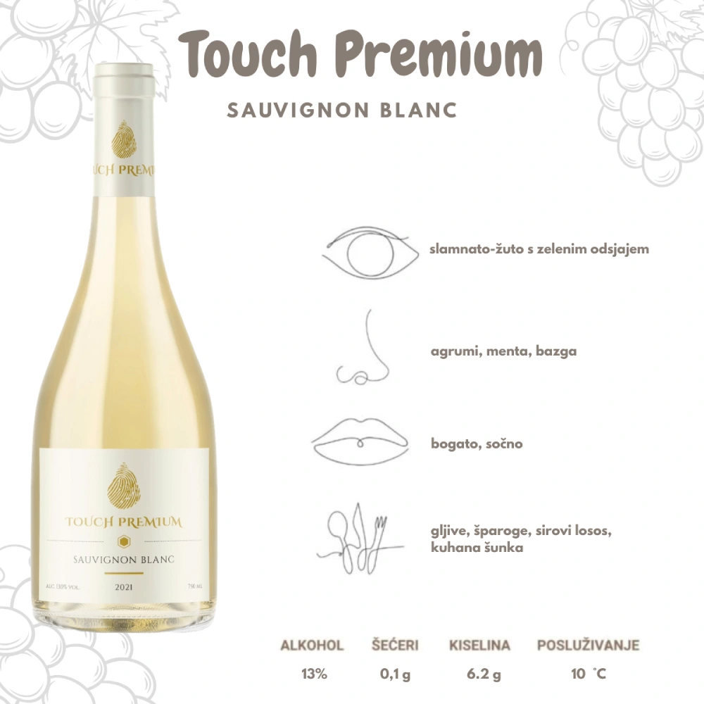 Boca vina Touch Premium i opisi vina i uz koju hranu se poslužuje