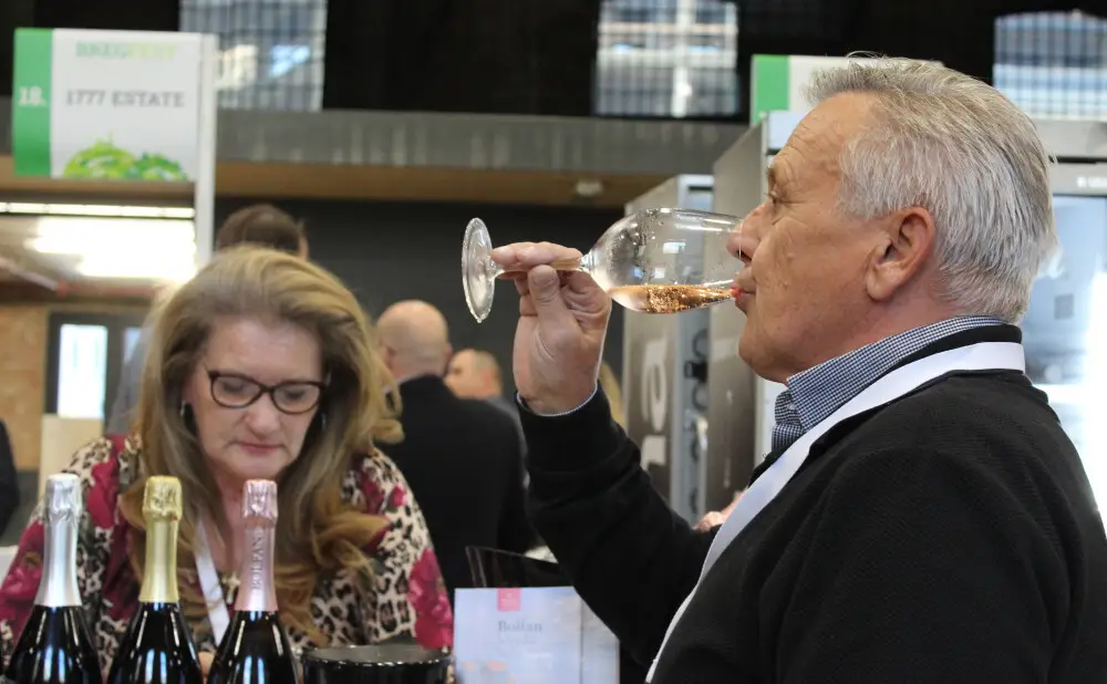 Visitors taste sparkling wines and wines of Hilly Croatia during the BregFest festival in Zagreb.