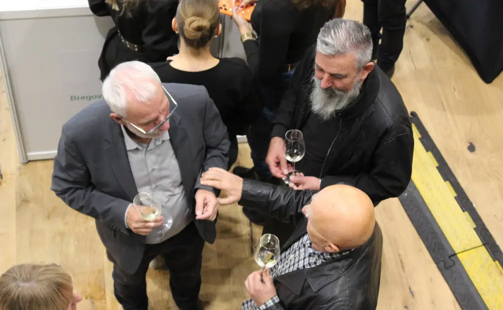 Glasses of sparkling wine and still wine at BregFest in Zagreb's Lauba.