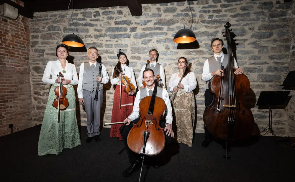 The Zagreb Salon Ensemble performs at the Ball of Fame event at Jurjevec Castle in Lekenik.