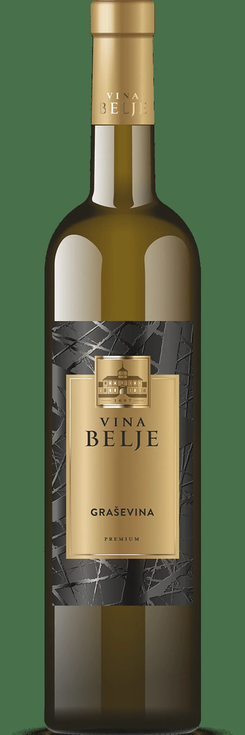 Boca hrvatskog vina 'Vina Belje Graševina Premium', jedne od nagrađivanih etiketa spomenutih u članku.