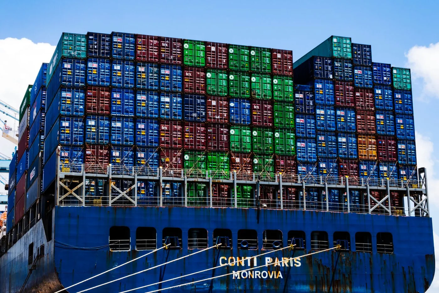 A container ship in port