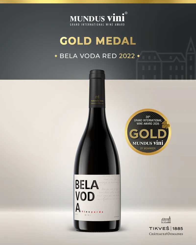 Bela Voda Red 2022 vinarije Tikveš sa zlatnom medaljom Mundus Vini